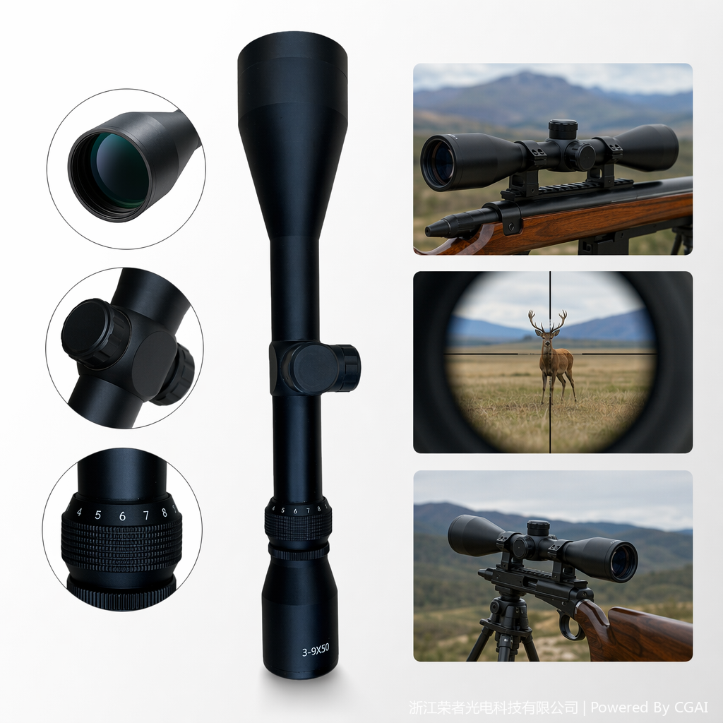 Free Tiger Black Red Dot Sight, waterproof and anti-fog, tactical rail, all-metal material, holographic red dot outdoor shooting accessory, variable magnification 3-9X40102739181