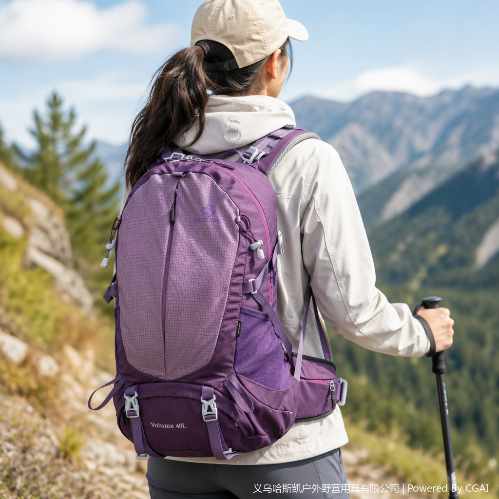 Outdoor mountaineering and hiking backpack, professional cycling bag, large capacity, light 40L outdoor mountaineering bag, large capacity hiking travel backpack, men's and women's professional camping backpack, volume design details Picture