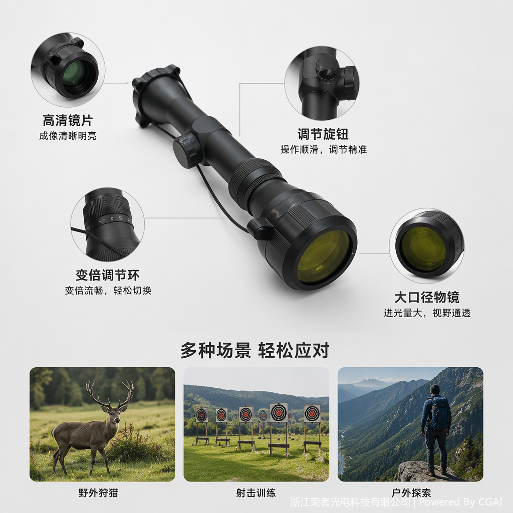 自由虎黑色红点瞄准镜 防水防雾 适配战术导轨 全金属材质 全息红点户外射击配件 可变倍 3-9X32