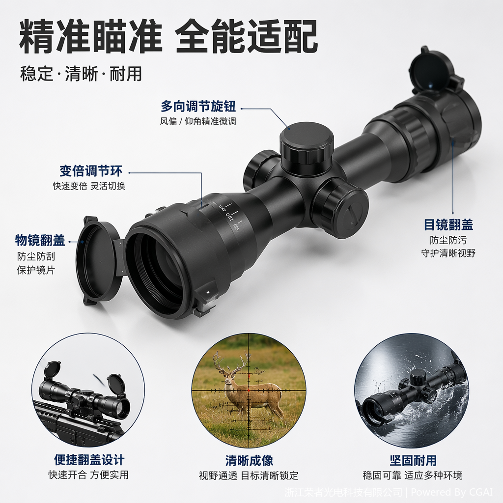 Free Tiger Black Red Dot Sight, waterproof and anti-fog compatible tactical rail, all-metal material holographic Red dot outdoor shooting accessory 2-6X32 AOEG