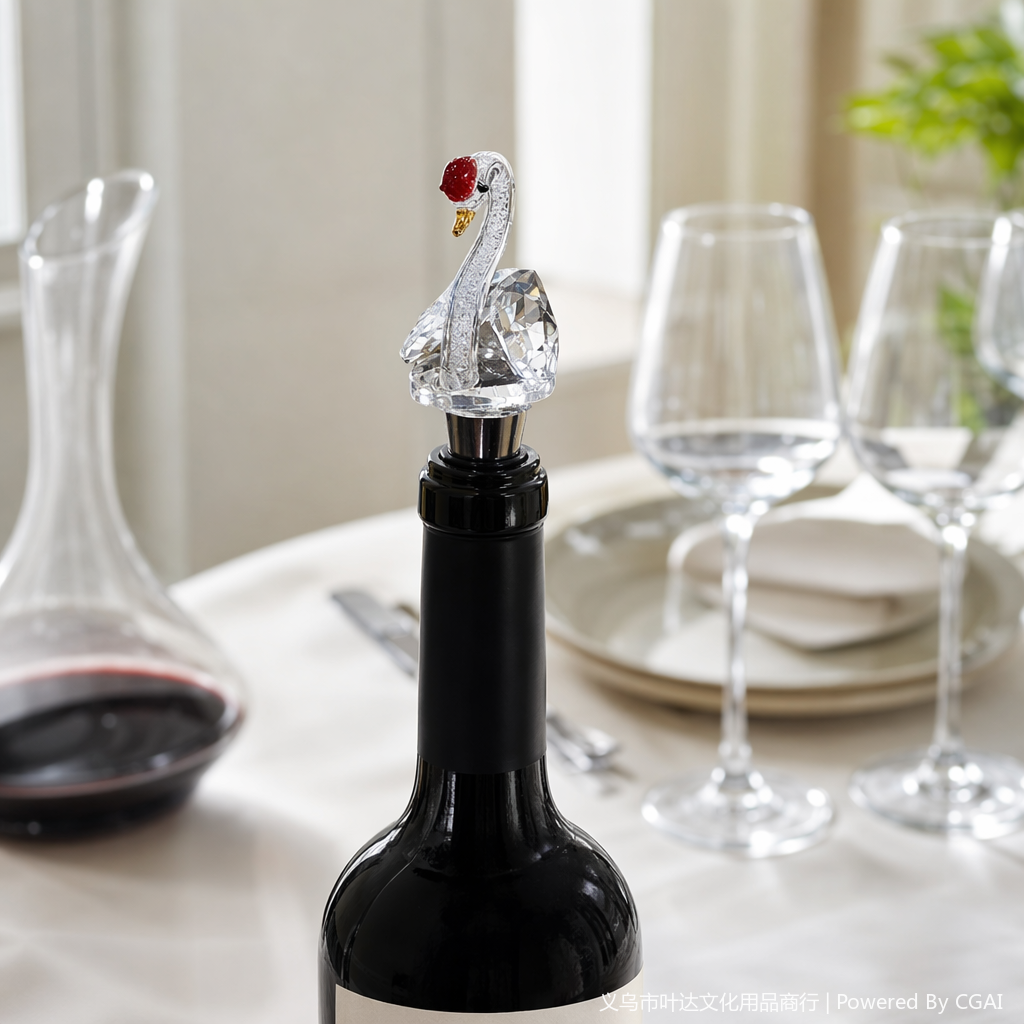 Senna Crystal Swan silicone wine bottle stopper set, universal for gourd-shaped wine sets details Picture