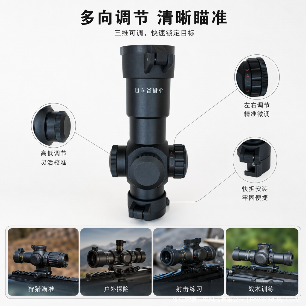 Free Tiger Black Red Dot Sight, waterproof and anti-fog, compatible tactical rail, all-metal material, holographic red dot outdoor shooting accessory, 3X28IT