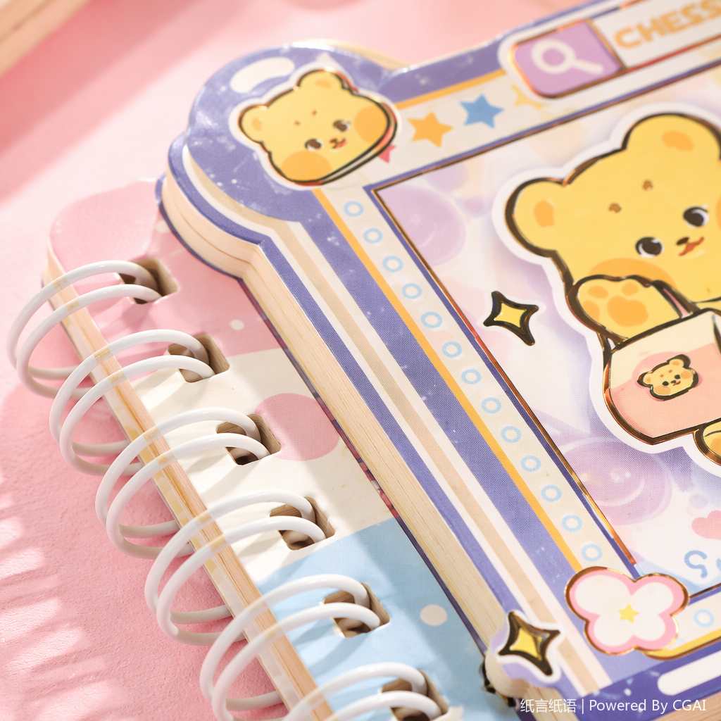 Colorful cartoon bear-themed notebook CHEESE BEAR game-style planner notebook Application Scenario