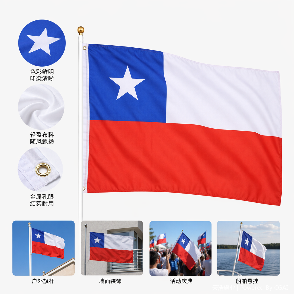 旗帜 蓝白红三色国旗 彩旗 金属旗杆 美加墨锦旗