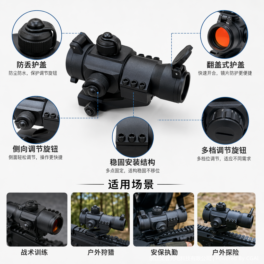 Free Tiger Black Red Dot Sight, waterproof and anti-fog, tactical rail, all-metal material, holographic Red dot outdoor shooting accessory 5380