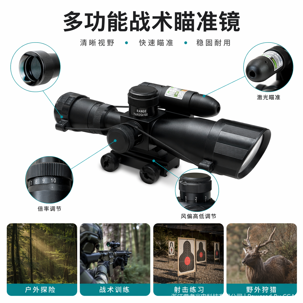 Free Tiger Black Red Dot Sight, waterproof and anti-fog, compatible tactical rail, all-metal material, holographic Red dot outdoor shooting accessory 2.5GREEN