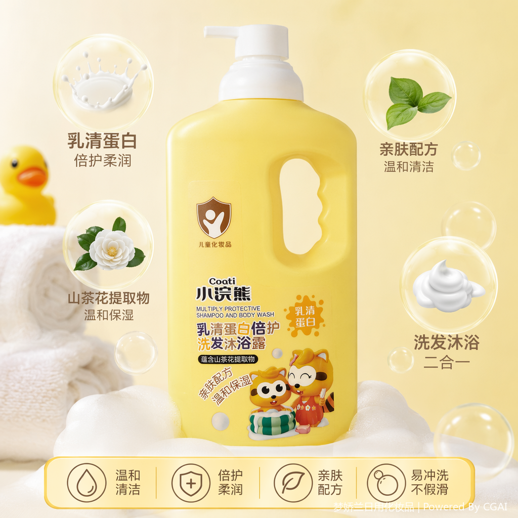 Xiaohuan Bear Infant Whey Protein Double Care Shampoo and Body Wash