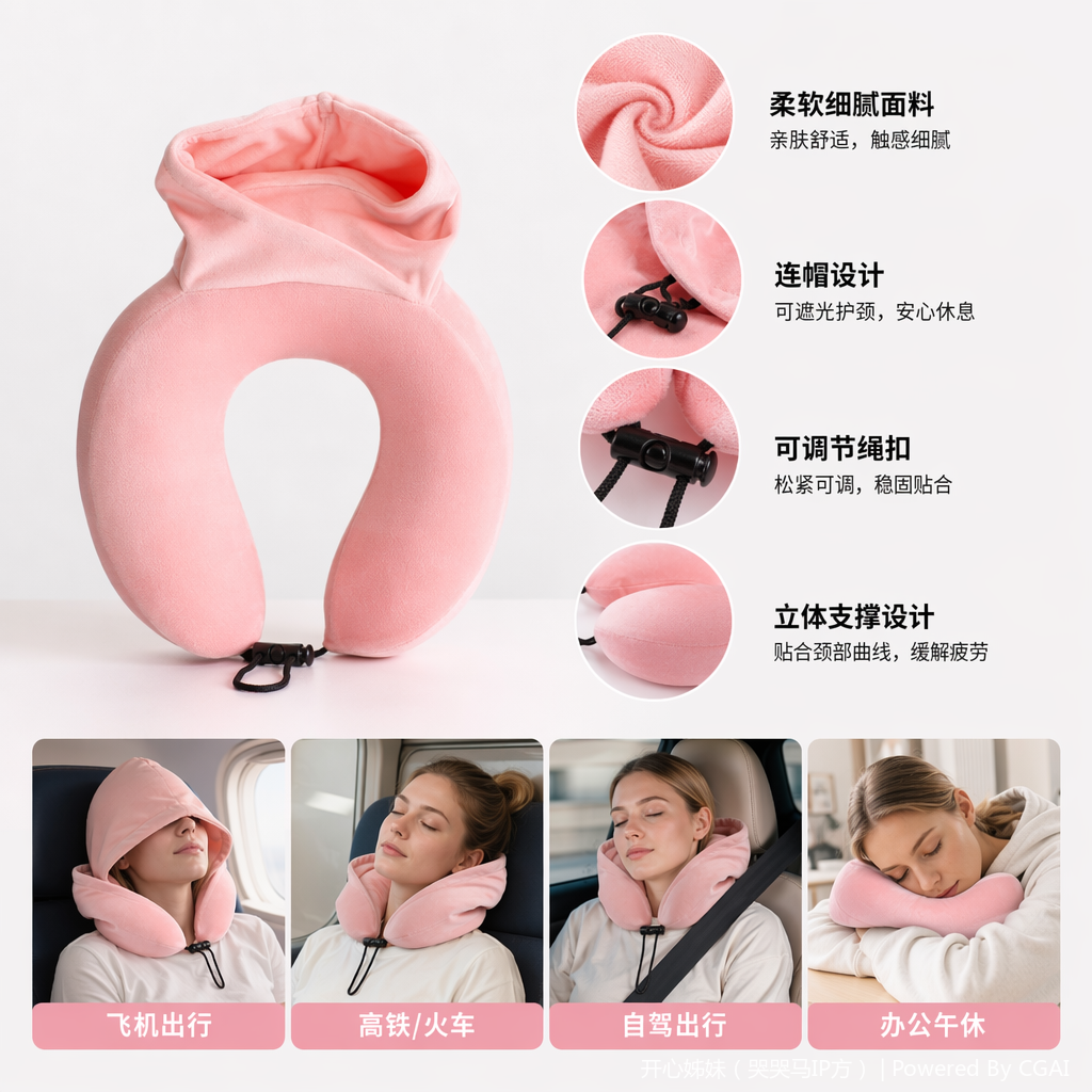 Almohada en forma de U espuma de memoria de seis colores opcional almohada de cuello de viaje puede ser aceptado