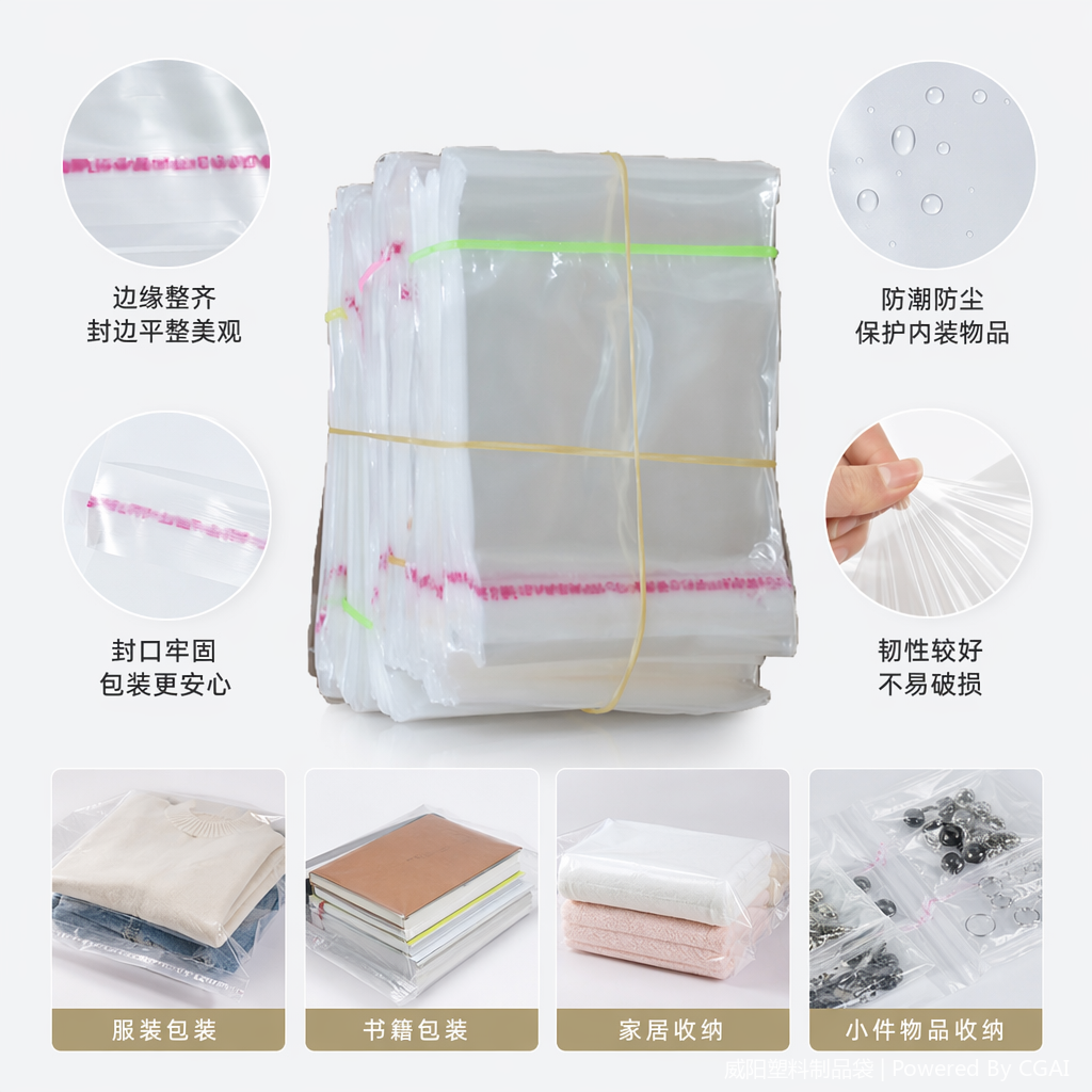 Other plastic films are transparent PE material food-grade packaging roll films with selectable widths
