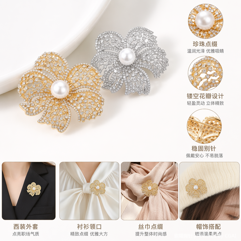 New retro water diamond note brooch, versatile and fashionable lapel pin brooch, unisex suit pin accessory 124800786 undefined