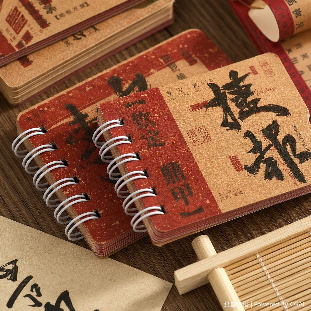 Red and Brown Good News Long Coil Notebook Gift Box Set Thickened soft coil Cartoon coil notebook Application Scenario