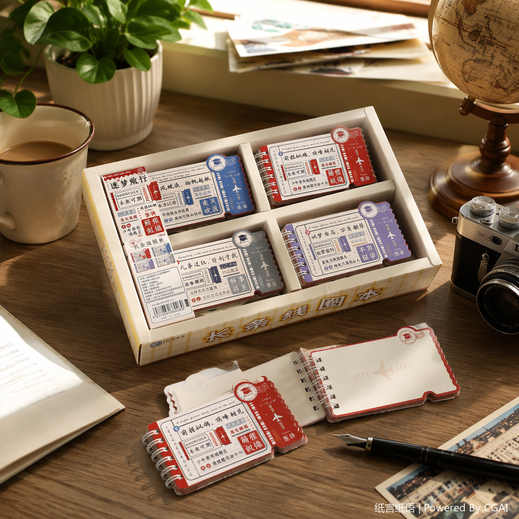 "Chasing Dreams and Sailing Long Bar Grid Coil Notebook Set Thickened soft coil Notebook. details Picture