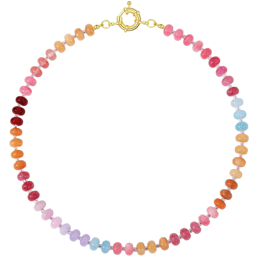 彩色算盘珠项链 Beaded Necklace 渐变撞色扁珠扣 OT 串珠锁骨链