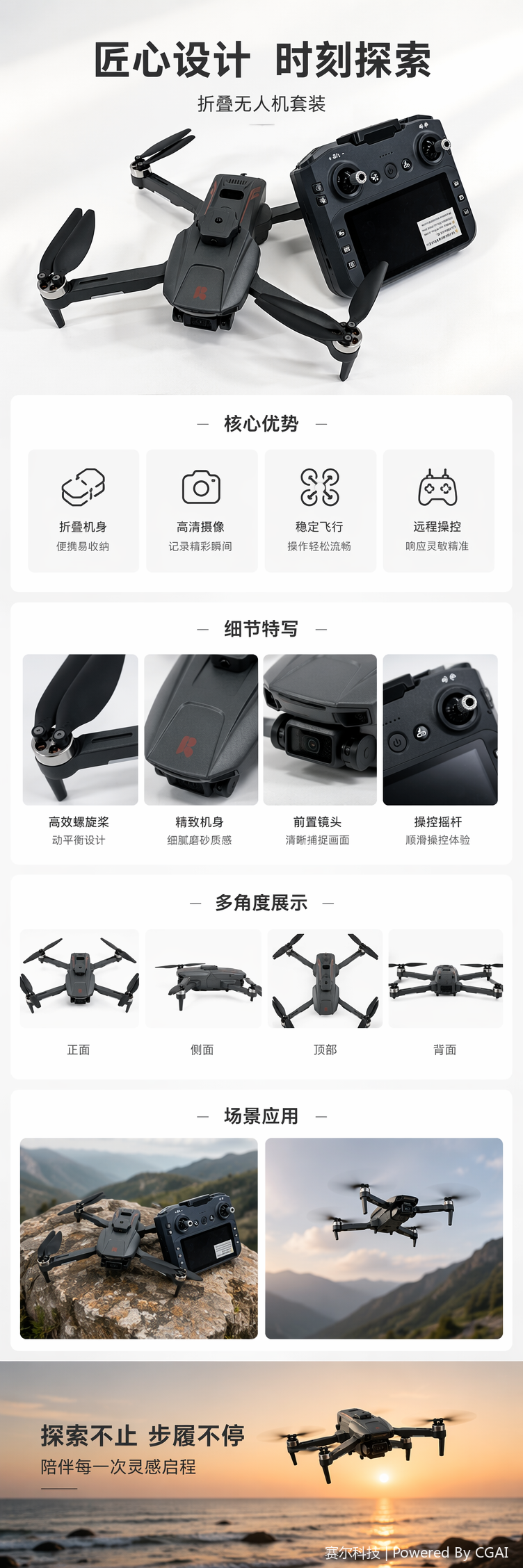 折叠GPS航拍无人机 一体式带屏遥控 高清航拍无刷飞行器 自动返航户外旅拍无人机详情1