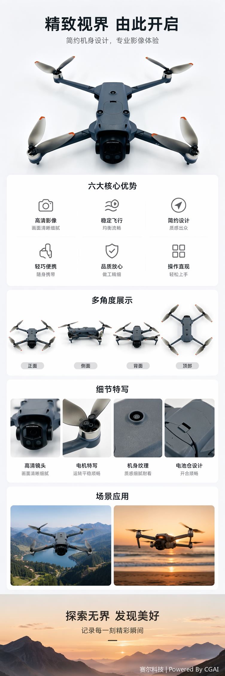 折叠三轴云台航拍无人机 高清航拍全向避障GPS自动返航无刷四轴飞行器详情1