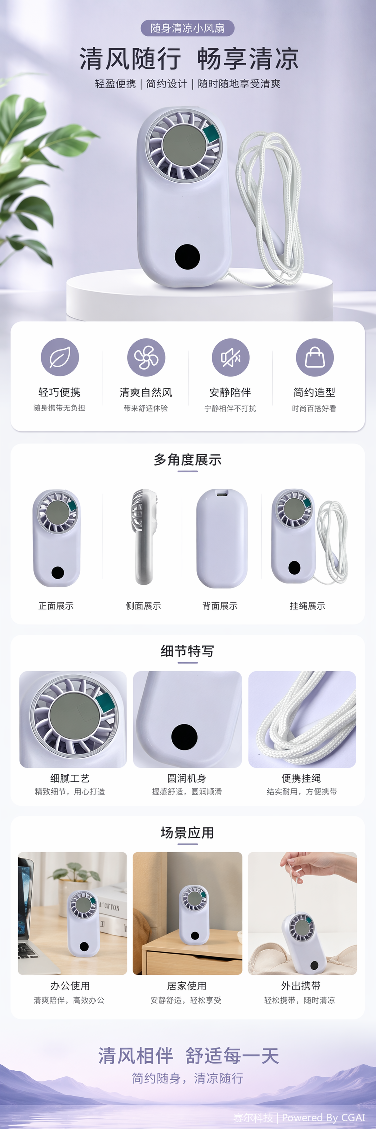 #03 超薄口袋手持小风扇 随身迷你充电涡轮风扇 学生户外便携挂绳小电扇详情1