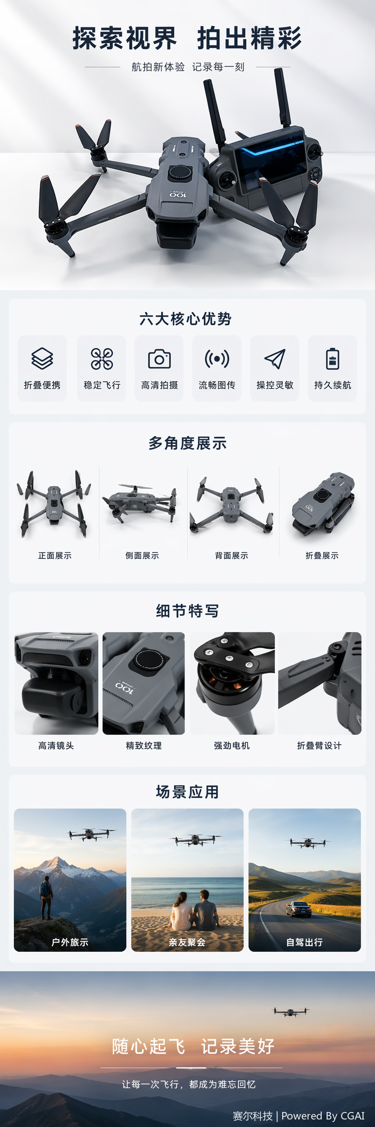 户外旅拍航拍无人机 高清大屏遥控 长续航远距离航拍无人机 智能避障 一键返航 GPS精准定位详情1