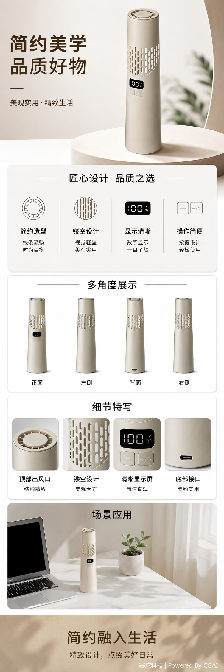 2. 便携式迷你手持风扇 多角度调节数显显示屏 学生通勤户外降温高速涡轮小电扇详情2