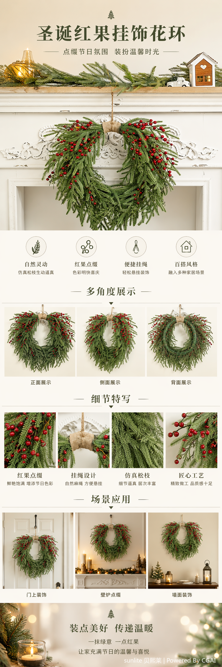 Feliz navidad rama de pino verde fruta roja decoración guirnalda espejo bola simulación flor plástico bonsai decoración de almacenamiento set transparente barril pic 1