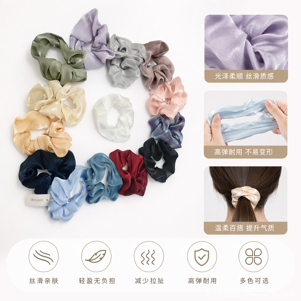 Color organza de seda intestino grueso rizo accesorios para el pelo accesorios