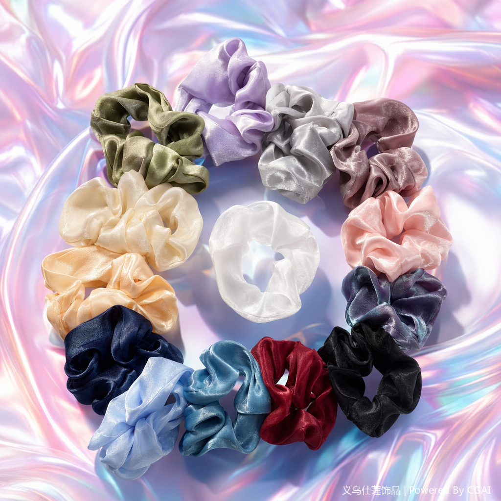 Color organza de seda intestino grueso rizo accesorios para el pelo accesorios Specification image