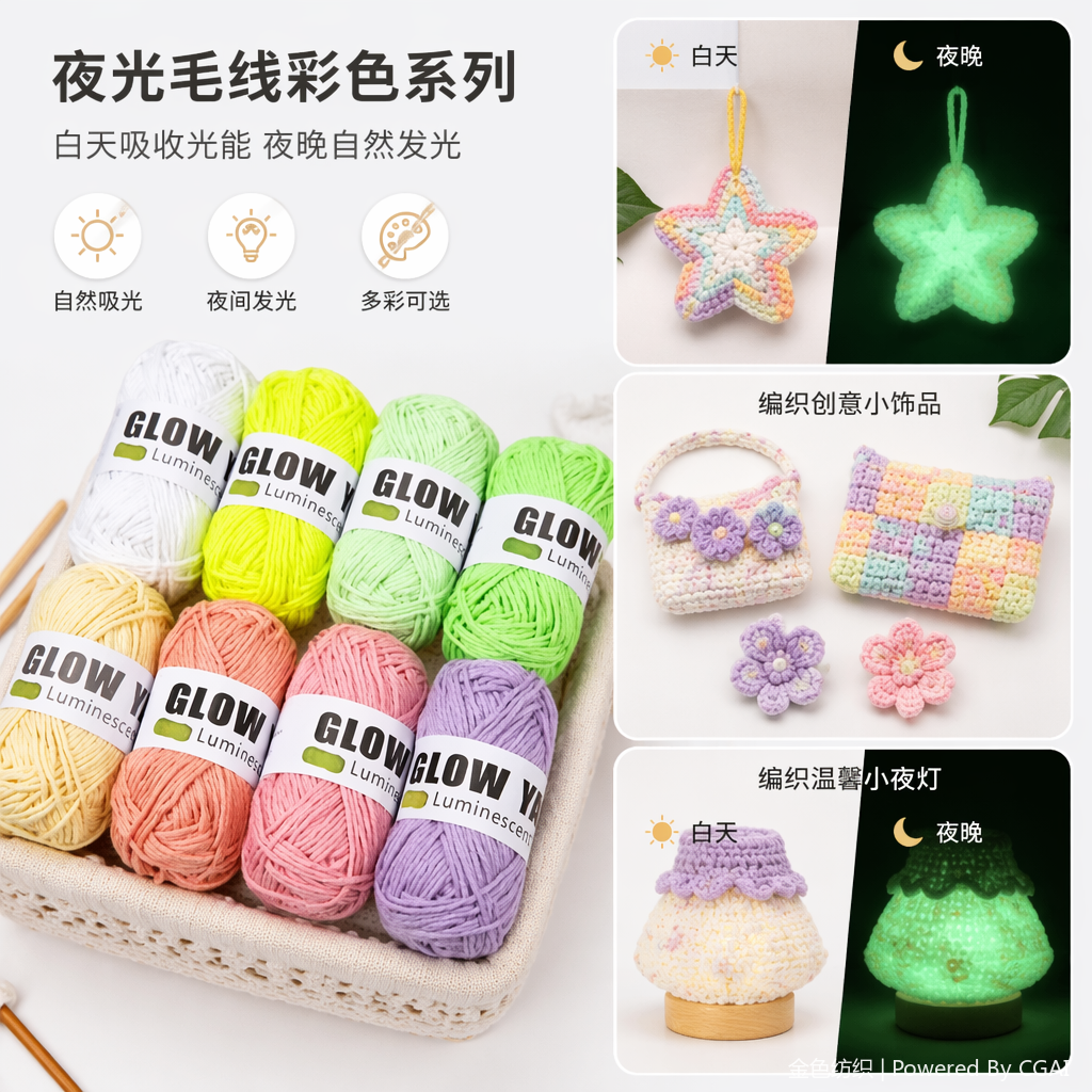 Hilo luminoso hilo fluorescente especial DIY hecho a mano crochet bastones flores muñecas de dibujos animados artesanía accesorios materiales hilo tejido hilo 50g hilo