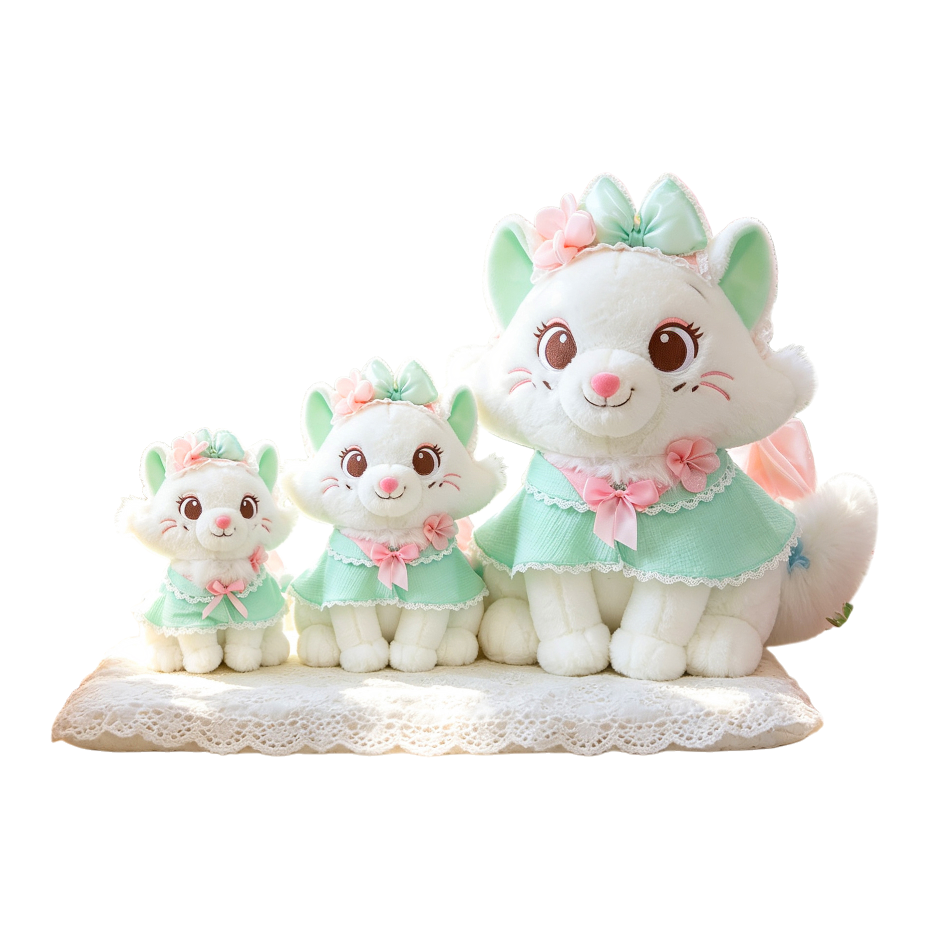 Flower Mary Cat plush toy, cute cartoon children's gift, claw machine, wholesale for foreign trade, wedding companion for girls Item Picture