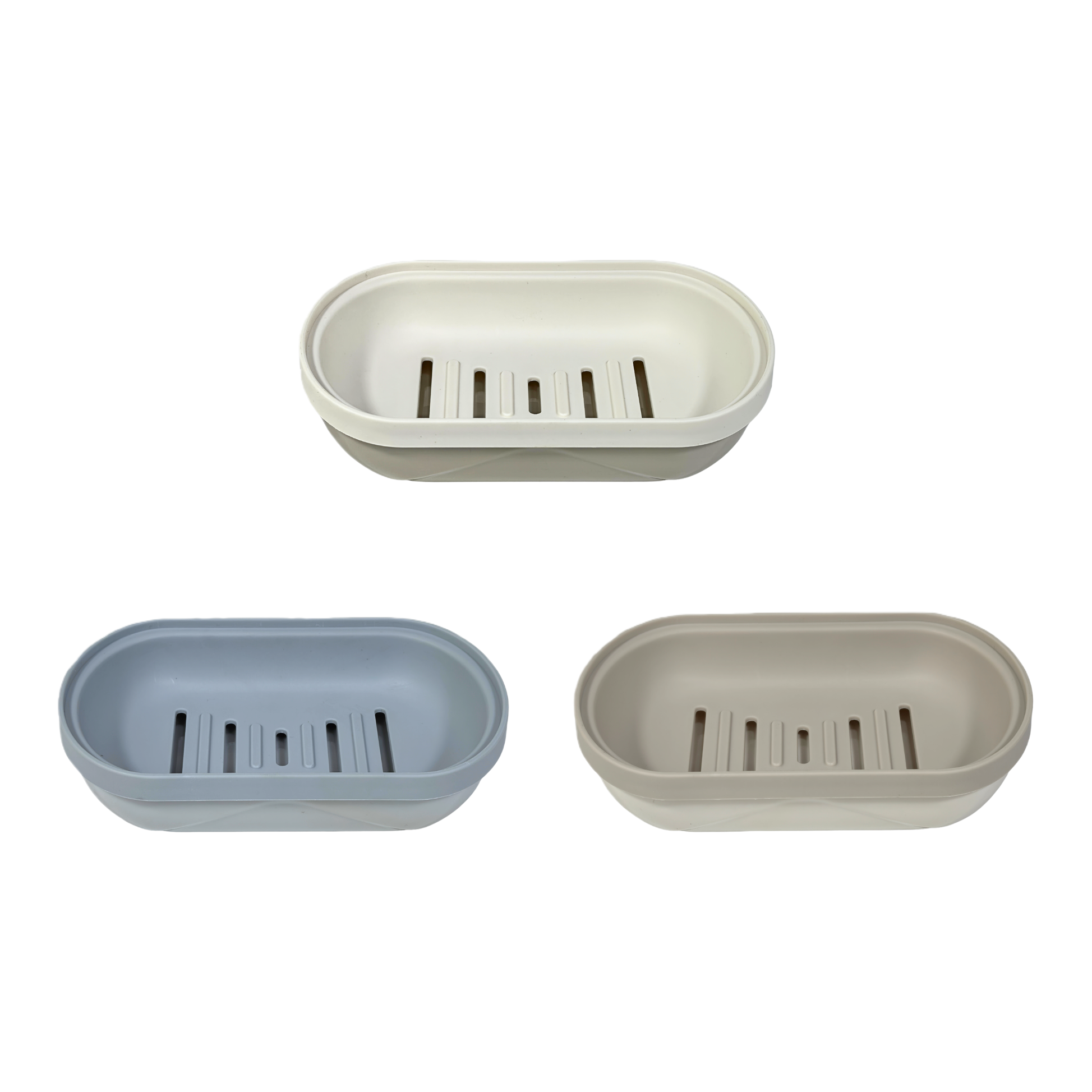 【CL】26Q2#2215 Suction Cup Soap Box: Three types of plastic and ceramic soap boxes in white, blue and beige Application Scenario