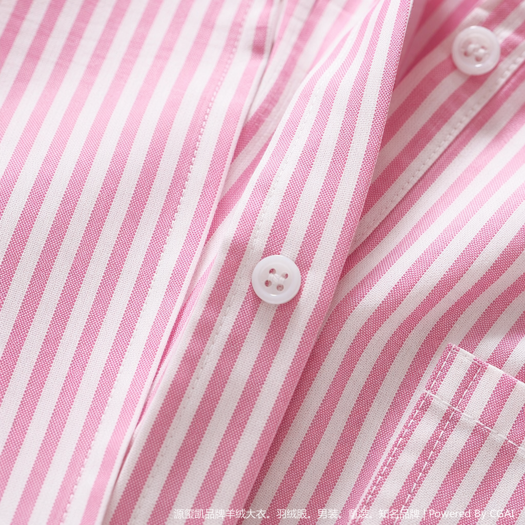 Pink and white vertical striped women's long-sleeved shirt, Xiangyunsha formal dress, sun protection, summer short style 102412461 Application Scenario