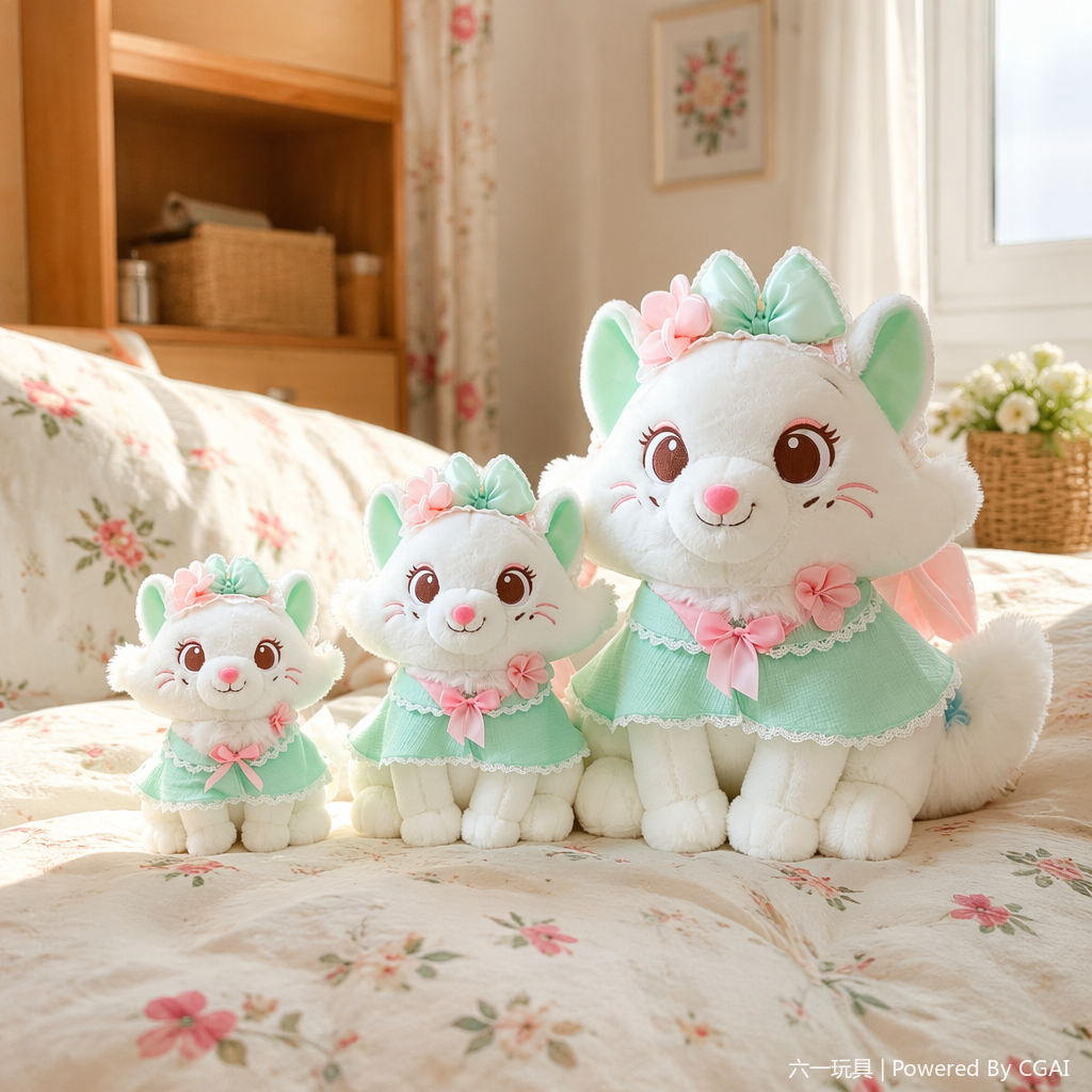Flower Mary Cat plush toy, cute cartoon children's gift, claw machine, wholesale for foreign trade, wedding companion for girls details Picture