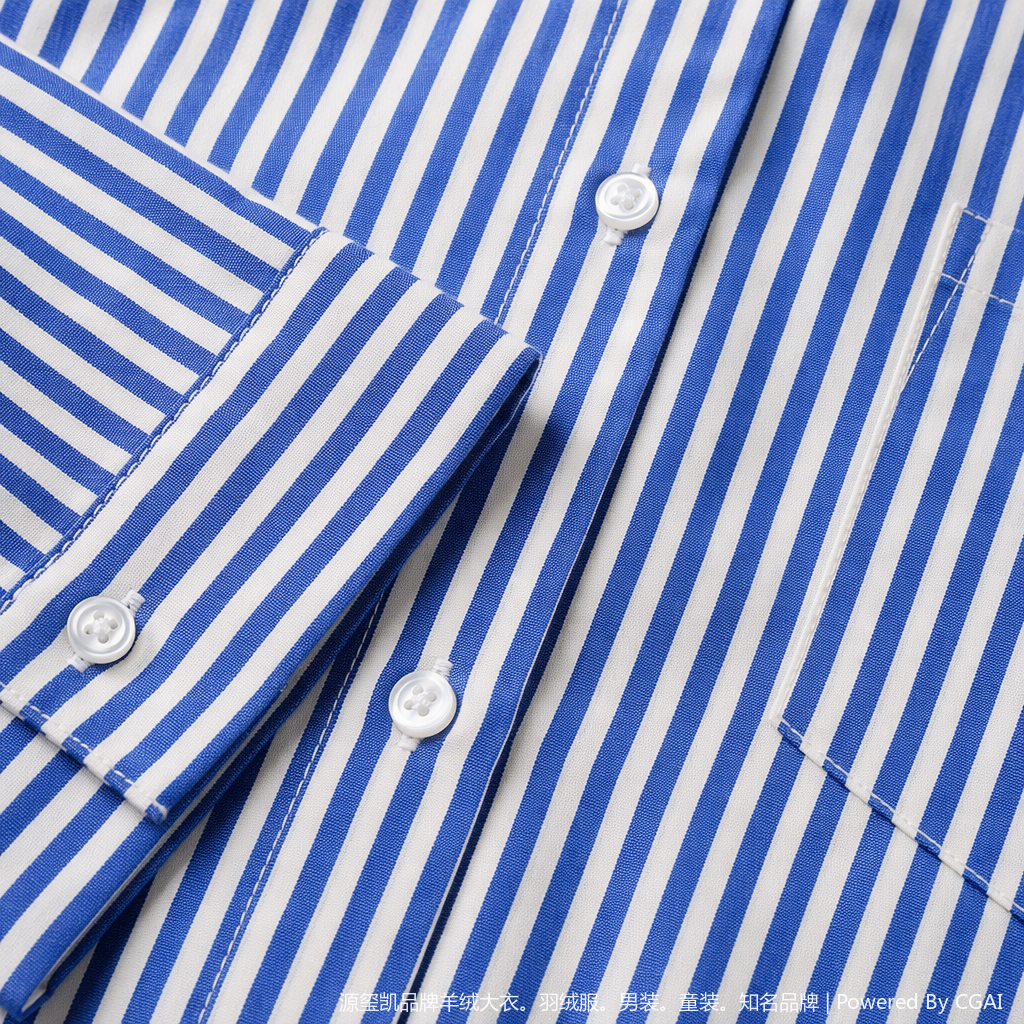 Blue and white vertical striped women's long-sleeved shirt, Xiangyunsha formal dress, sun protection, short summer style Application Scenario