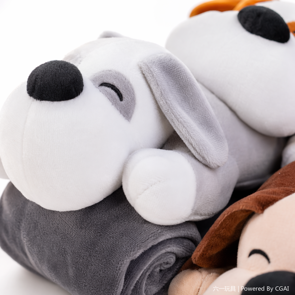 "Prone puppy anime cartoon air conditioner quilt, comfortable nap quilt, wholesale of anime children's two-in-one dolls for export. Application Scenario