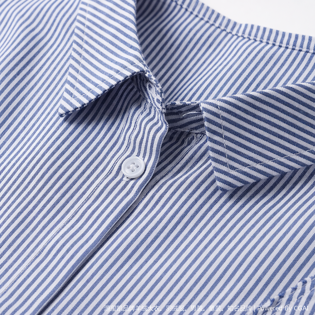 Cotton shirt, spring and autumn light blue vertical striped shirt, women's design sense, cinched waist, long-sleeved loose top, 103707257 Application Scenario