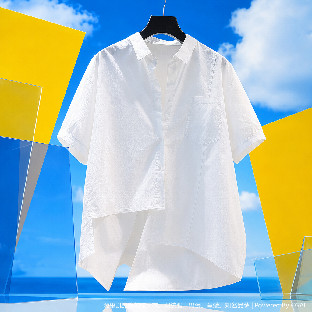 A new solid color irregular slit short-sleeved shirt for women, a thin, loose, casual and versatile top Specification image