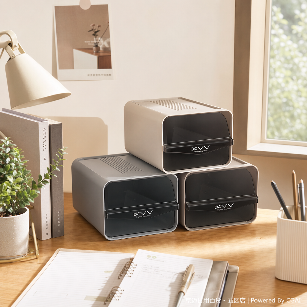 【CL】26Q2#6609 Grey Yake Lipin Dou Desktop Stationery Storage Box, multi-functional for storage and organization details Picture