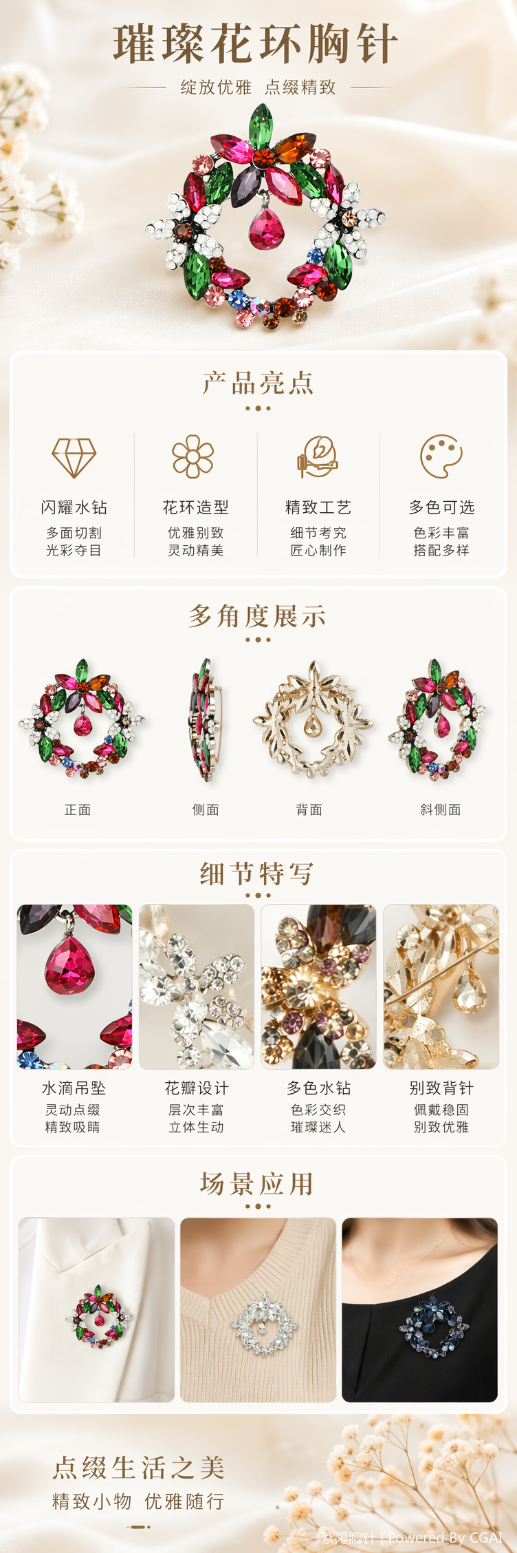 Nueva versión coreana de alta calidad cristal guirnalda broche de alta temperamento abrigos traje versátil pin accesorios fabricante al por mayor pic 1