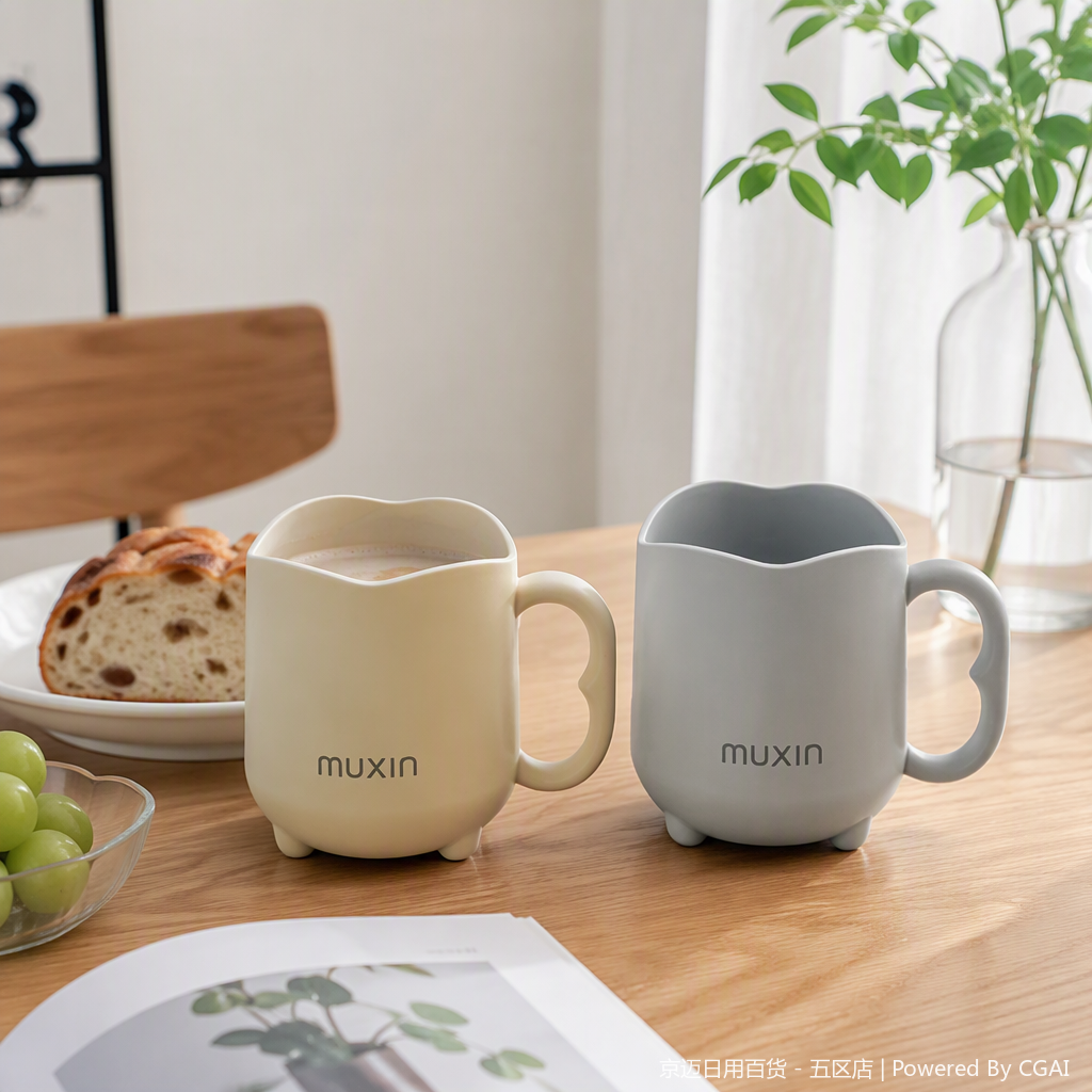 【CL】26Q2#951 Muxin Brushing Cup White and Gray Creative Heat Transfer Gift Cup details Picture