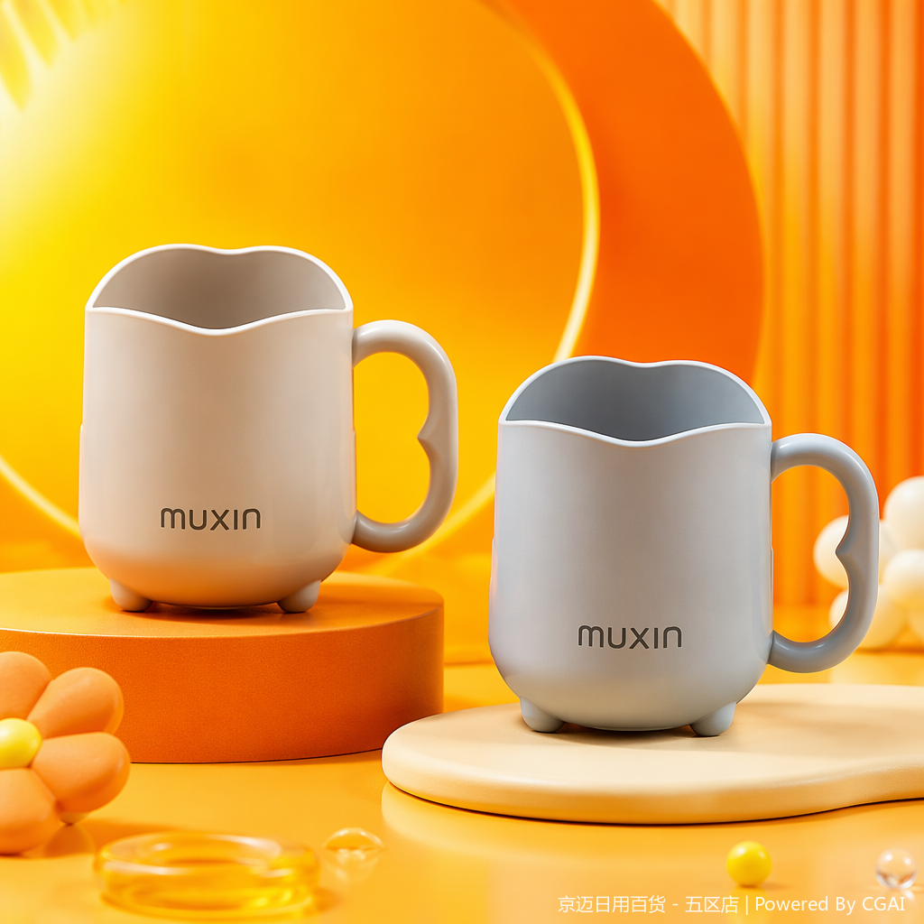 【CL】26Q2#951 Muxin Brushing Cup White and Gray Creative Heat Transfer Gift Cup Specification image