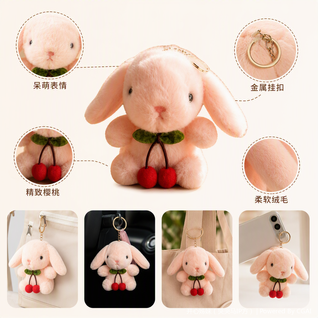 Artículo lindo peluche conejo llavero colgante caricatura adornos regalo