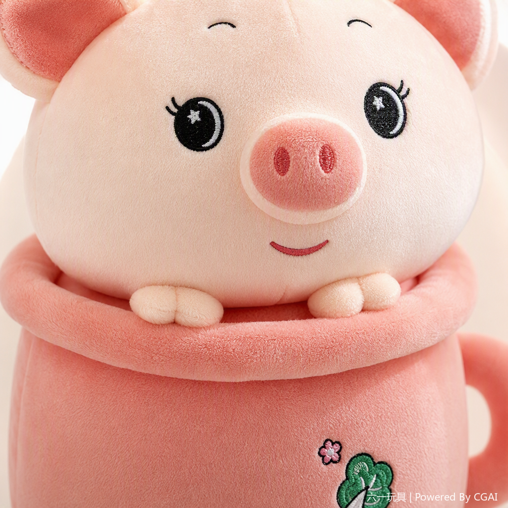 Cute piggy cup peluche aire acondicionado colcha de siesta cómoda para niños muñeca de dibujos animados boneca almohada comercio exterior al por mayor muñeca de piggy rosa lindo sentado piezas de juego tazas de cerámica rosa con toalla rosa decoración del hogar Item Picture