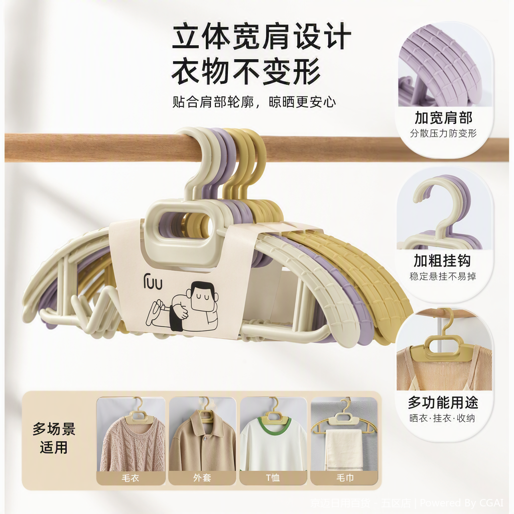 【CL】26Q2#1020 Colorful plastic clothes hanger Underwear hanger hanger