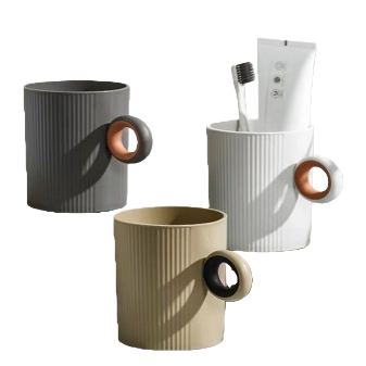 【CL】26Q2#2010 Silicone cup with a grayish-white and beige striped design Item Picture