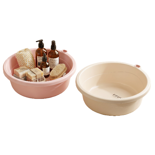 【CL】26Q2#0190 Pink plastic washbasin, beige washbasin, household multi-functional bathroom washbasin, simple and durable hygiene products Application Scenario