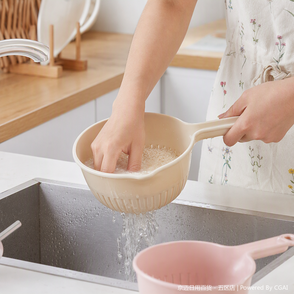 [CL] 26Q2#0197 rosa beige plástico cuchara de sopa soporte de cuchara cerámica acero inoxidable multifuncional cocina suministros de almacenamiento conjunto completo combinado details Picture