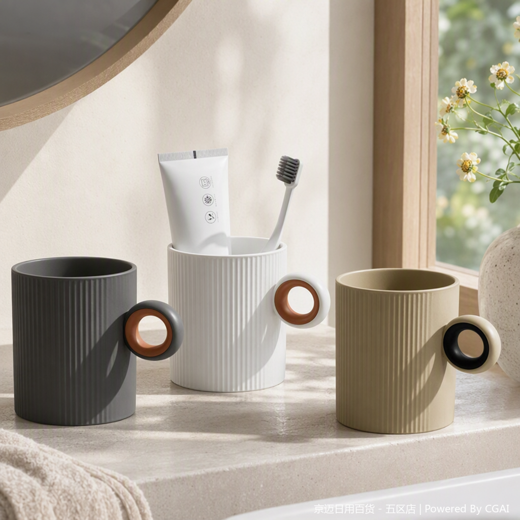 【CL】26Q2#2010 Silicone cup with a grayish-white and beige striped design details Picture