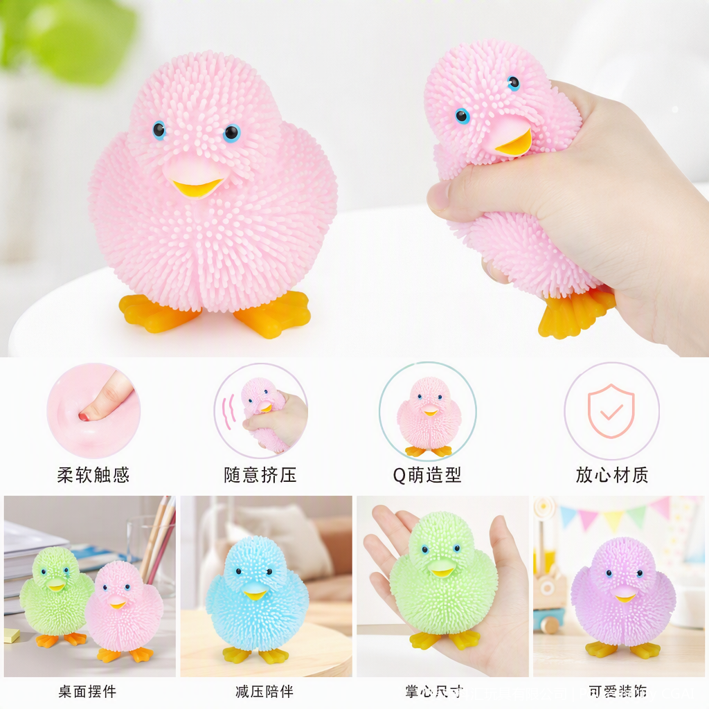TPR Colorful glittering duckling toy, cute plush doll, children's doll, soft and adorable plush toy gift details Picture