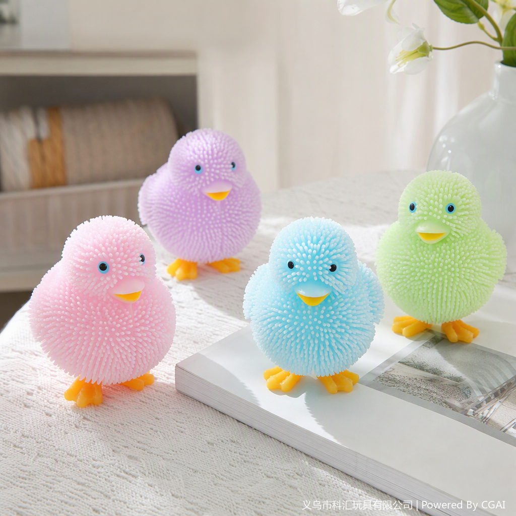TPR Colorful glittering duckling toy, cute plush doll, children's doll, soft and adorable plush toy gift