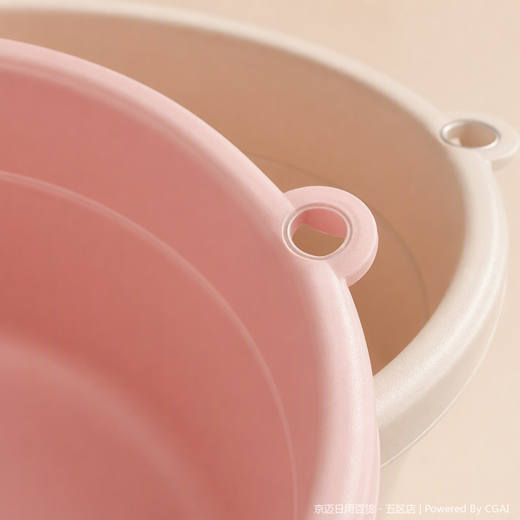 【CL】26Q2#0190 Pink plastic washbasin, beige washbasin, household multi-functional bathroom washbasin, simple and durable hygiene products Specification image
