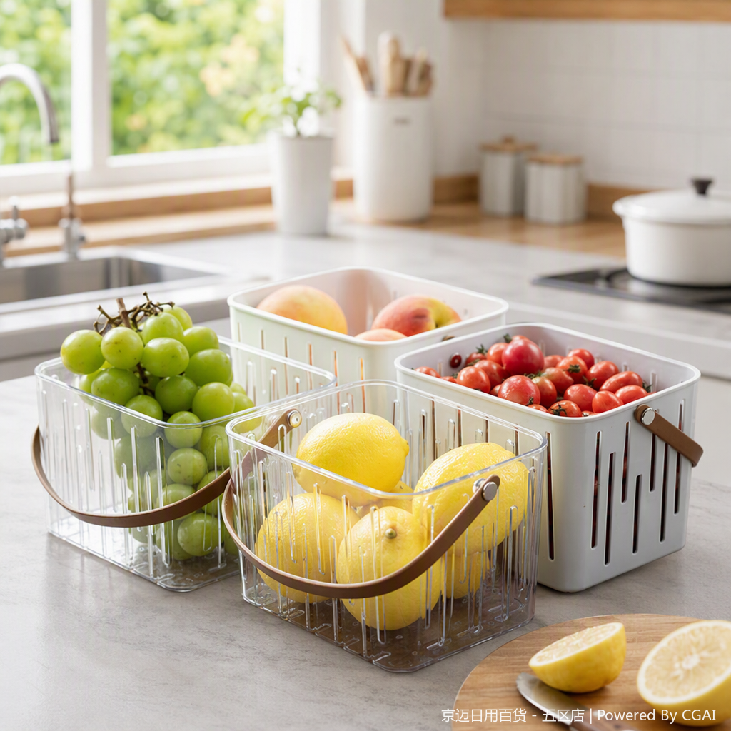 【CL】26Q2#1048 PET Light luxury storage transparent striped plastic storage basket, 20-liter portable fruit and vegetable basket, supermarket shopping basket details Picture