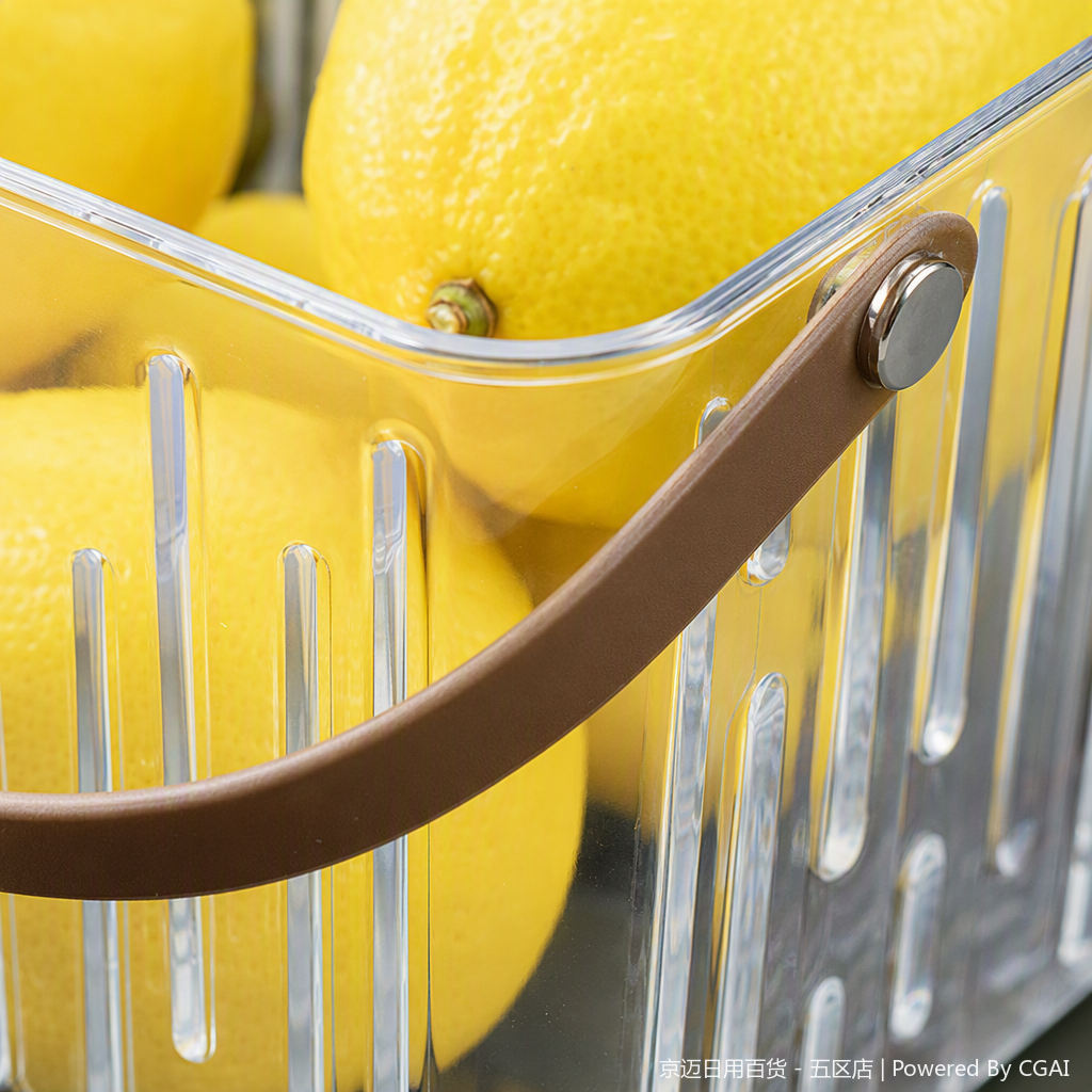【CL】26Q2#1048 PET Light luxury storage transparent striped plastic storage basket, 20-liter portable fruit and vegetable basket, supermarket shopping basket Application Scenario